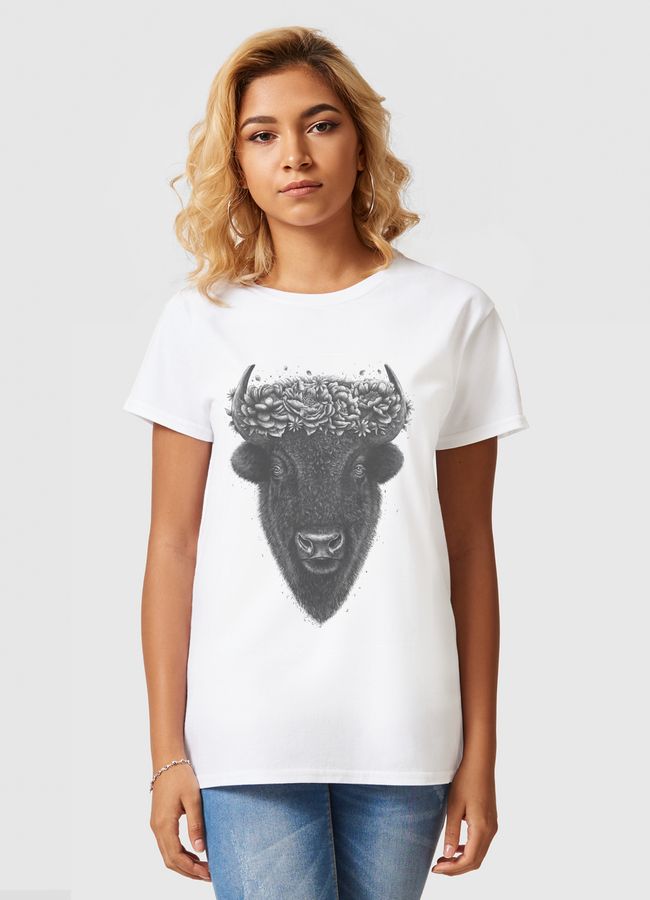 Floral Bison - Women Basic T-Shirt