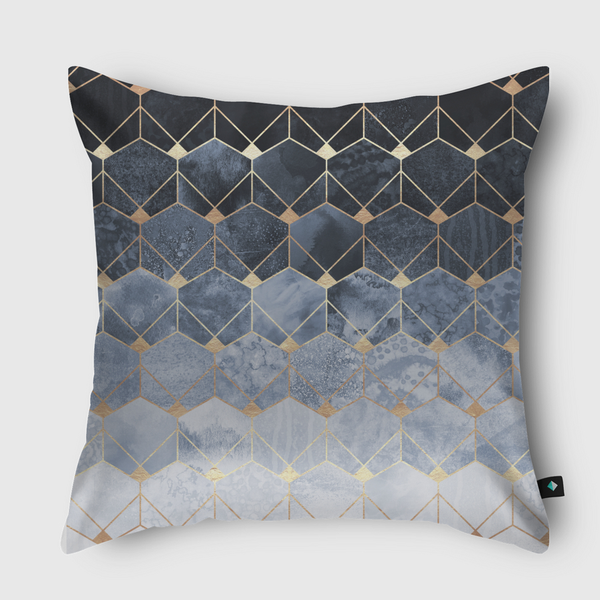 Blue Hexagons And Diamonds Throw Pillow