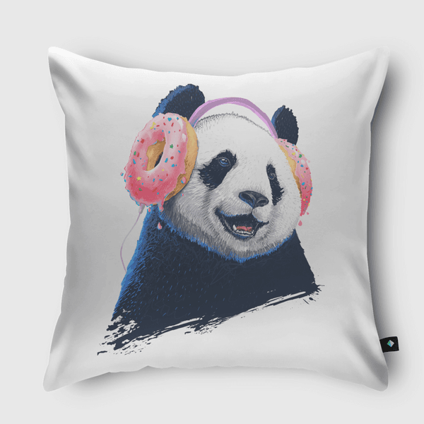 Panda in headphones Throw Pillow