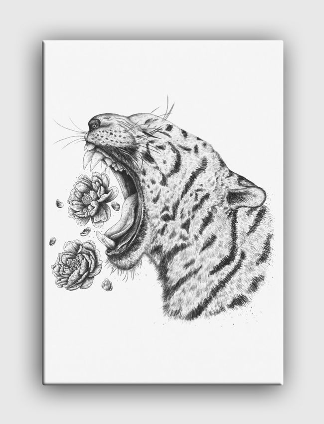 Tiger with flowers - Canvas