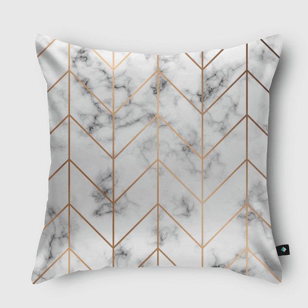 Marble and golden chevron Throw Pillow