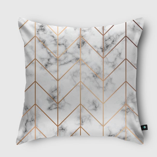 Marble and golden chevron - Throw Pillow