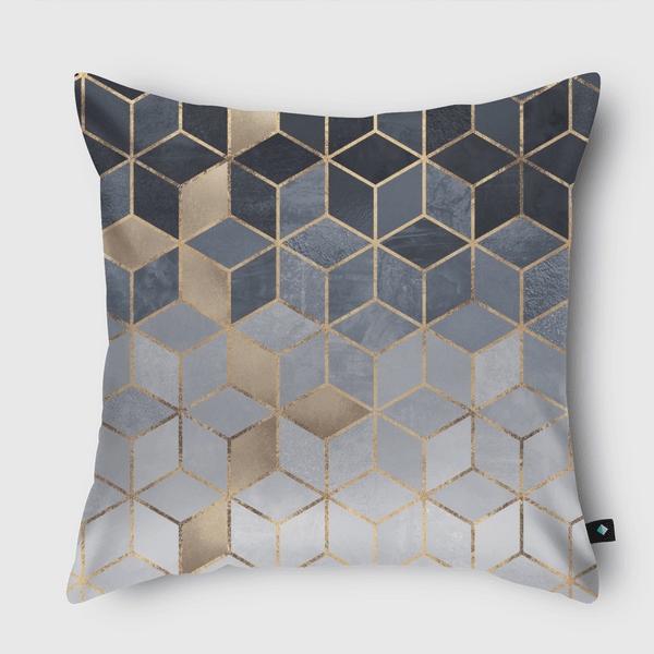 Soft Blue Gradient Cubes Throw Pillow