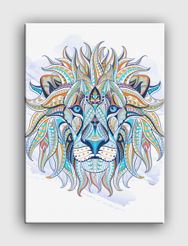 Ethnic  Blue Lion Canvas