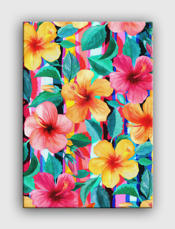 Maximalist Hibiscus Floral Canvas