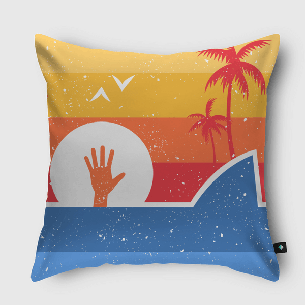 Retro attack shark Throw Pillow