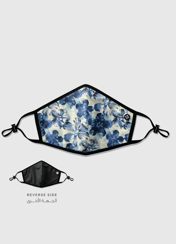 Oversized Indigo Floral Reversible Mask