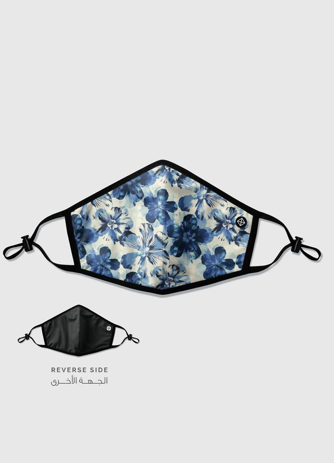 Oversized Indigo Floral - Reversible Mask