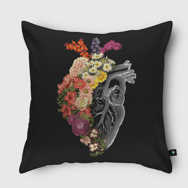 Flower Heart Spring Throw Pillow