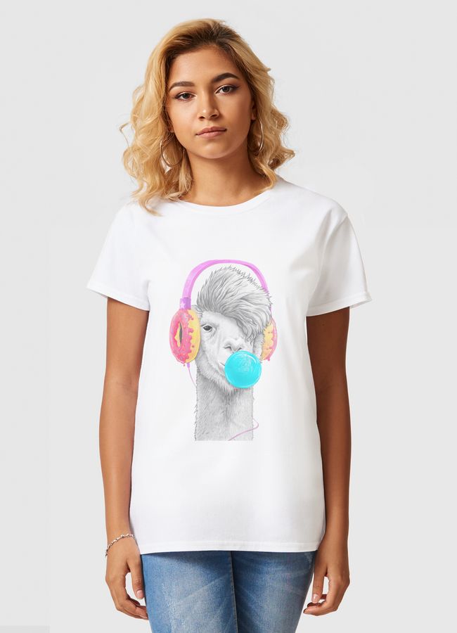 Lama in headphones - Women Basic T-Shirt