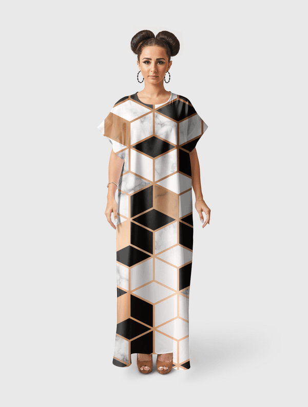 Marble and cube pattern Short Sleeve Dress