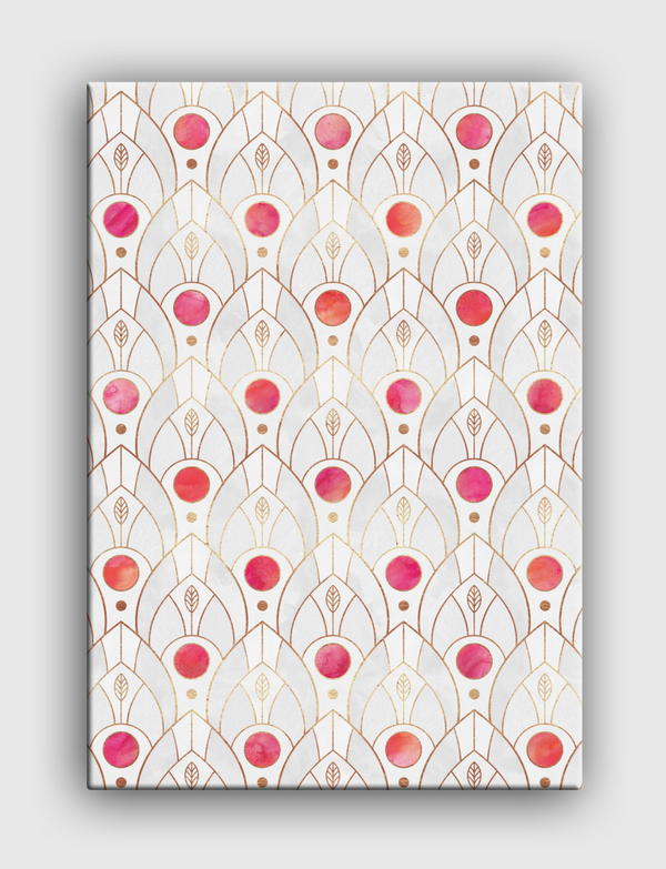 Art Deco Leaves Pink Canvas