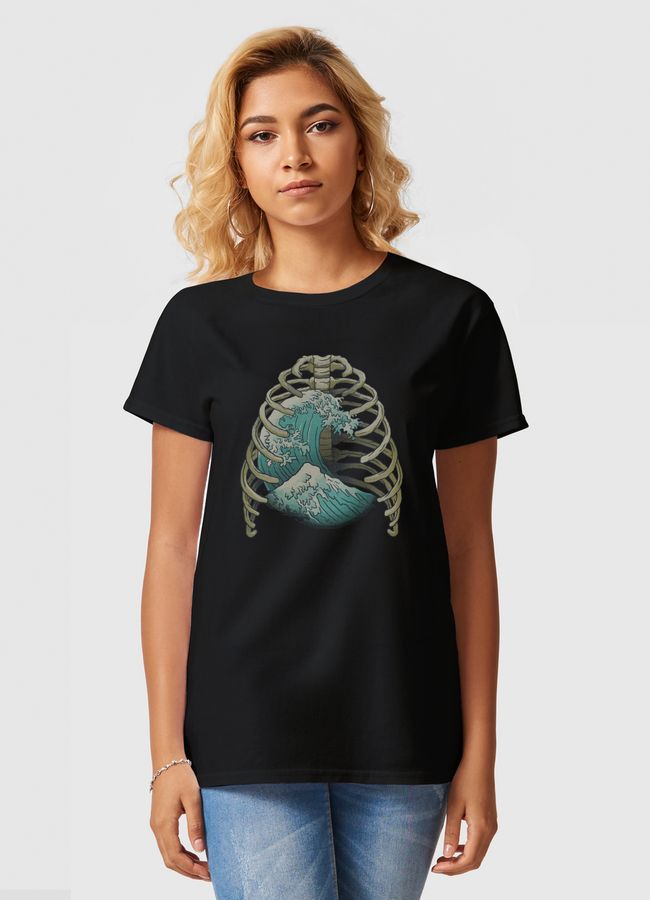 Kanagawa Wave Ribs Bones - Women Basic T-Shirt