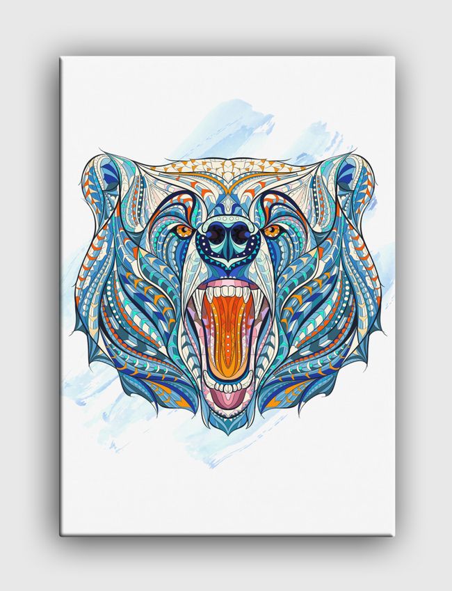 Ethnic Patterned Bear - Canvas