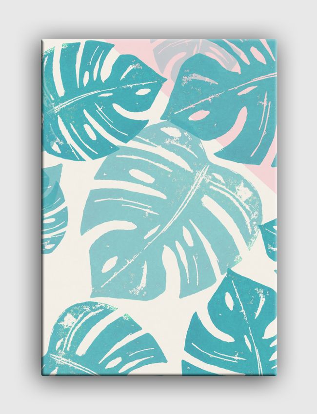 Linocut Monstera Rosy - Canvas