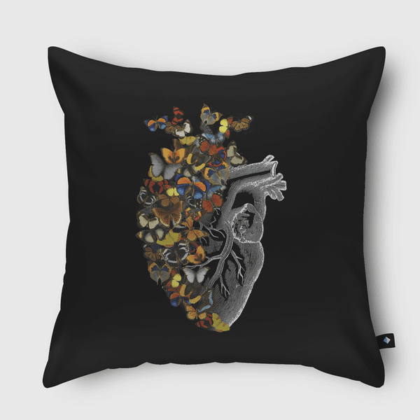 Butterfly Vintage Heart Throw Pillow