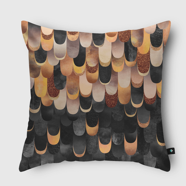 Feathered - Copper And Black Throw Pillow
