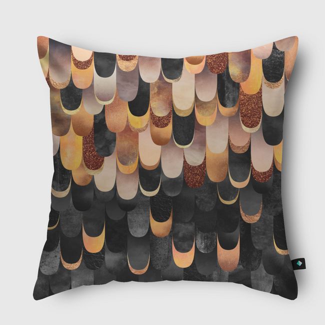 Feathered - Copper And Black - Throw Pillow