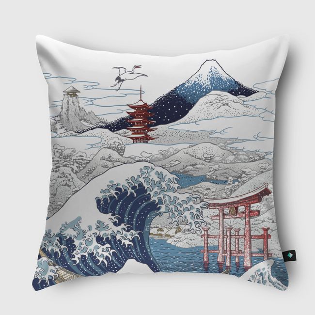 Snowy winter in Japan - Throw Pillow