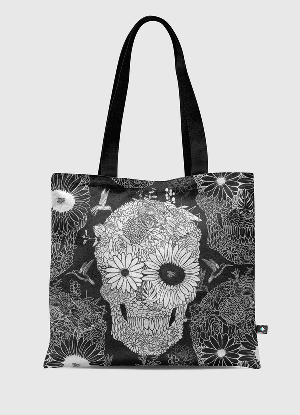 White flower skull Tote Bag