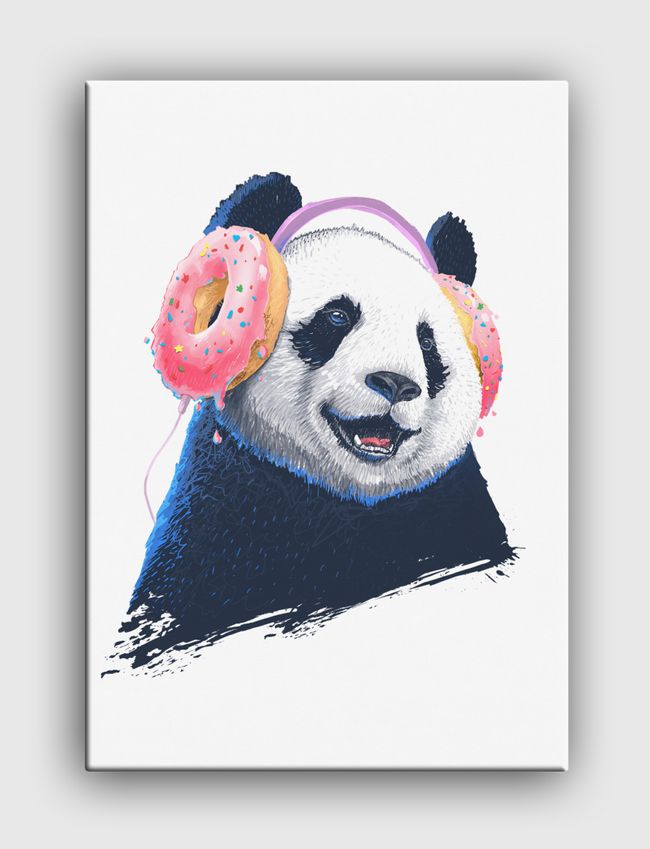 Panda in headphones - Canvas