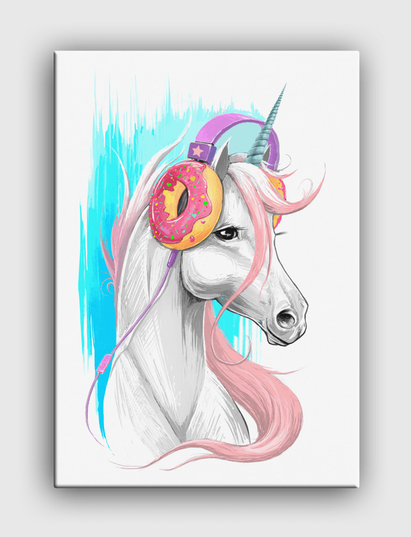 Unicorn in the headphones  Canvas