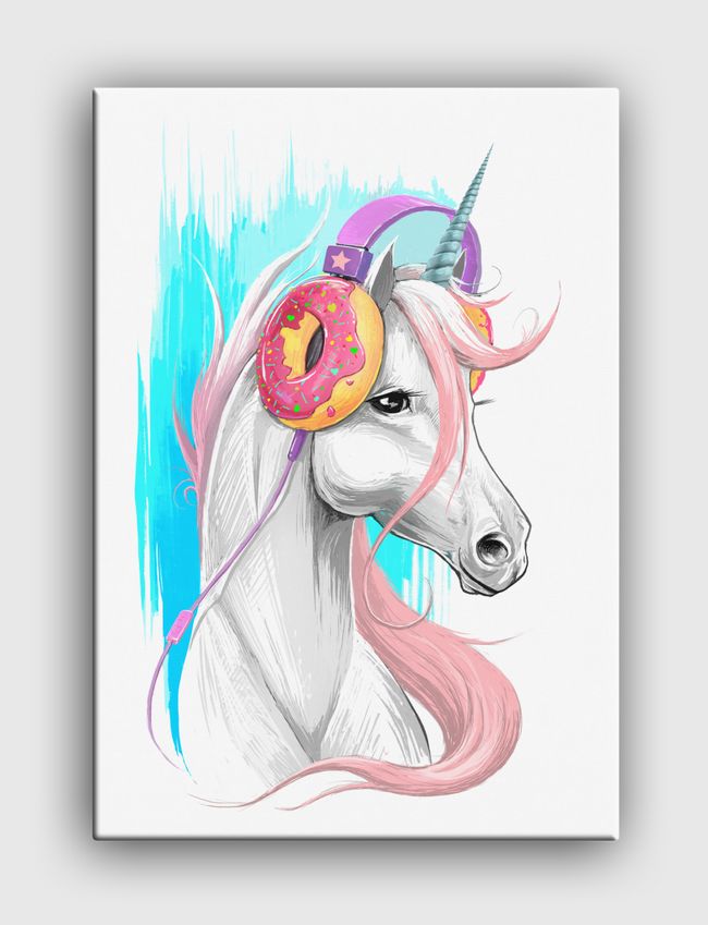 Unicorn in the headphones  - Canvas