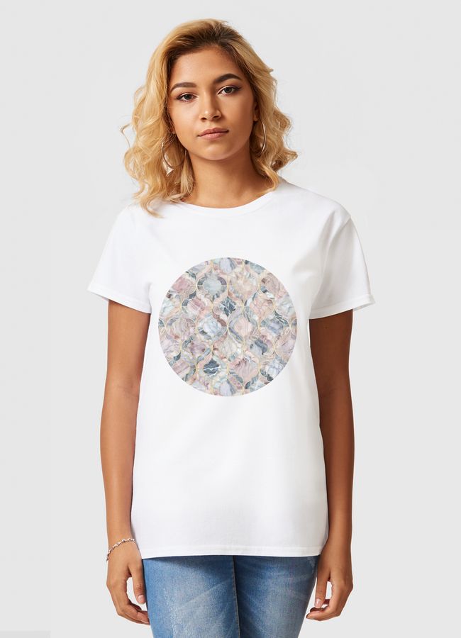 Marble Moroccan Tiles - Women Basic T-Shirt