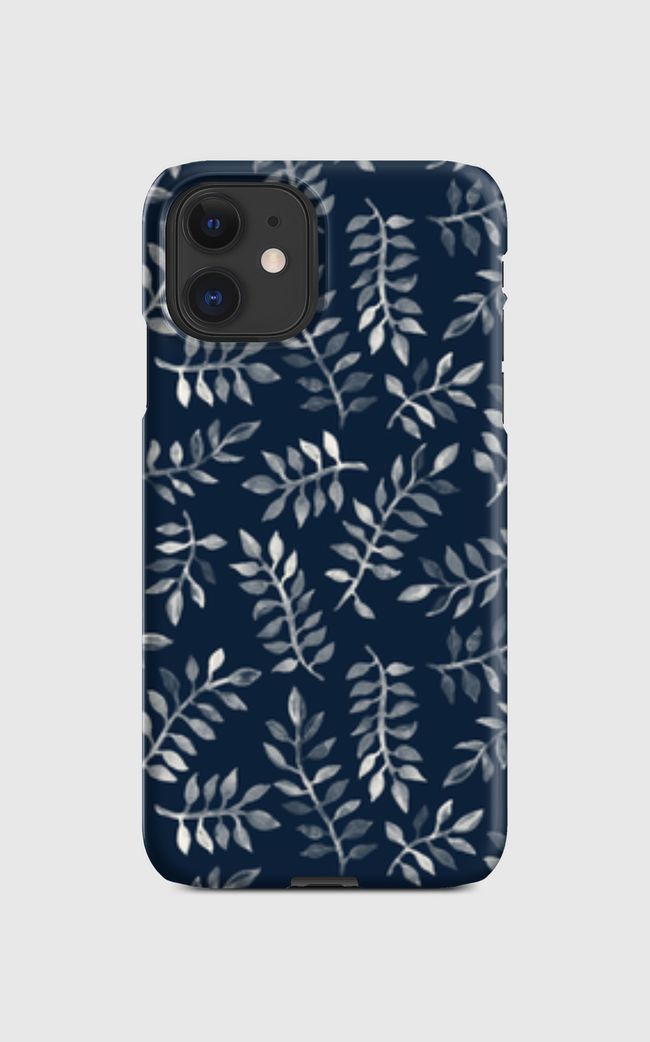 White Leaves on Navy - Regular Case