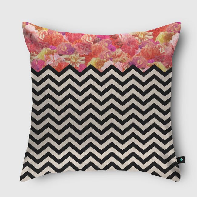 Chevron Flora - Throw Pillow