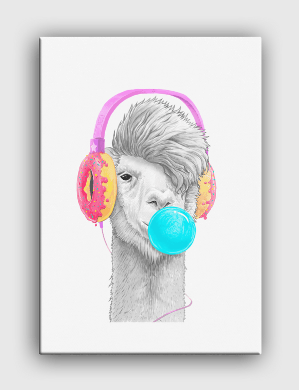 Lama in headphones Canvas