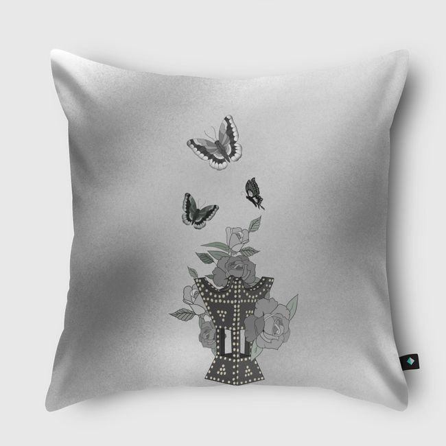 Flowers and butterflies  - Throw Pillow