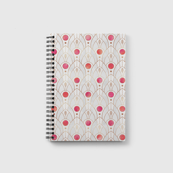 Art Deco Leaves Pink Notebook