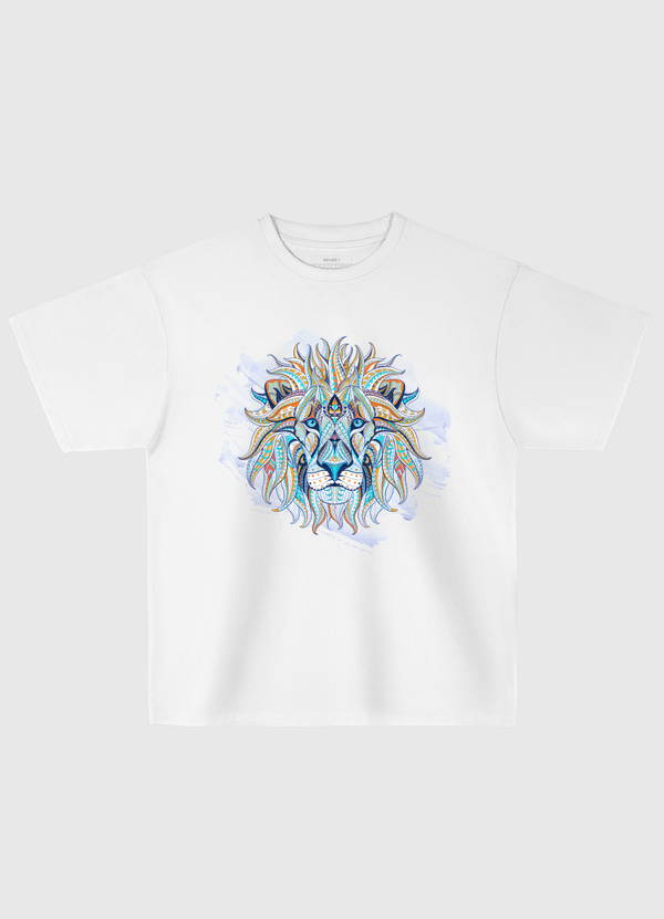 Ethnic  Blue Lion Oversized T-Shirt