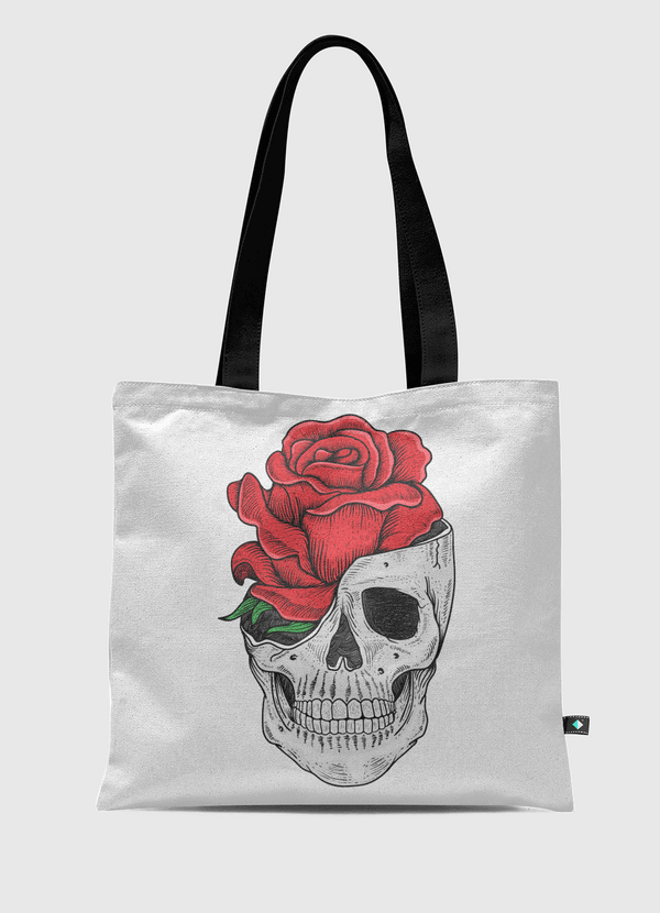 Floral Skull Design Tote Bag