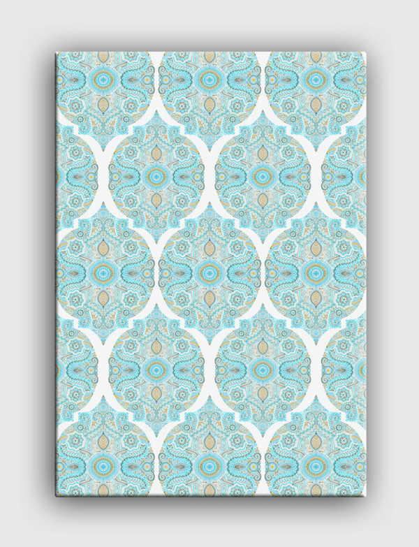 Aqua & Tan Doodle Pattern Canvas