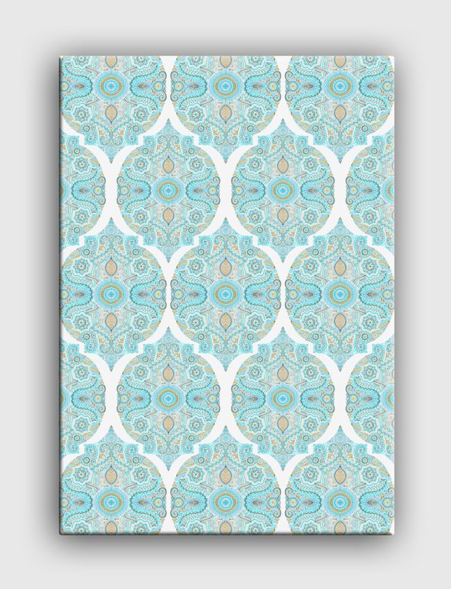 Aqua & Tan Doodle Pattern - Canvas