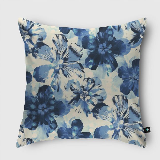 Oversized Indigo Floral - Throw Pillow