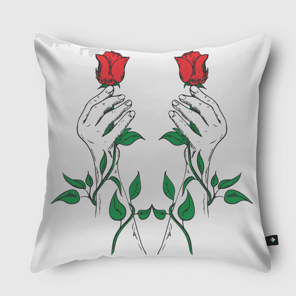 Hand and Flower Throw Pillow