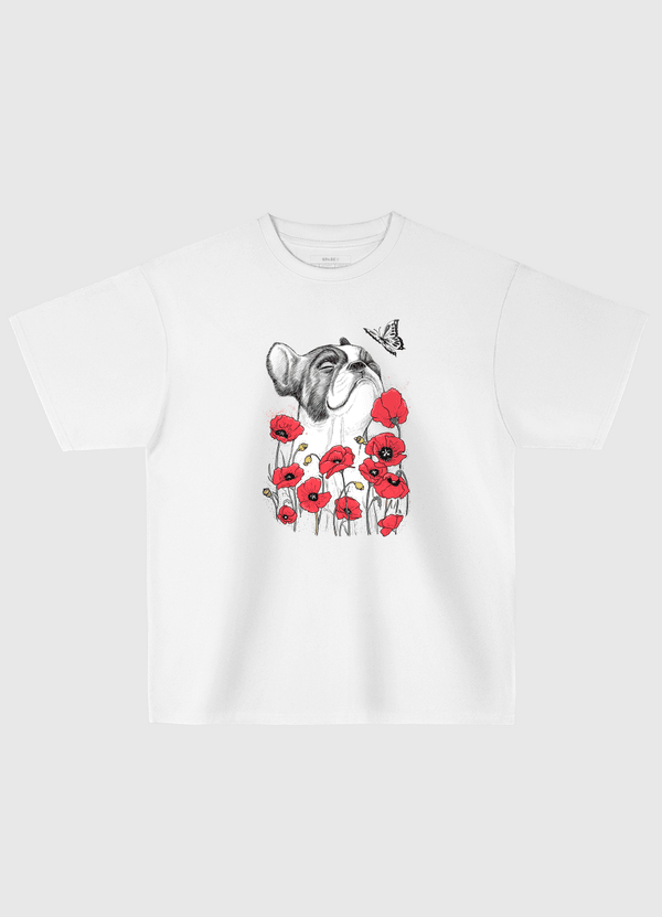 Pug in flowers Oversized T-Shirt