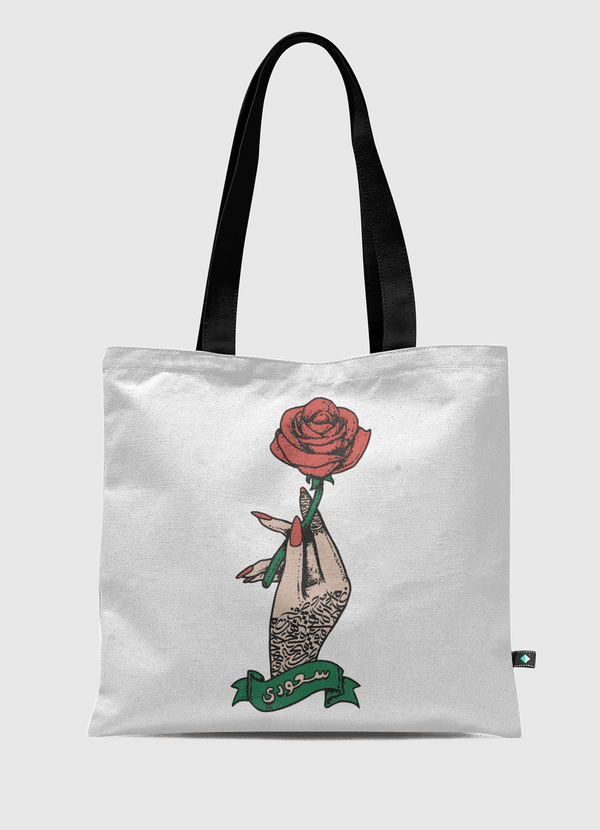 Calligraphy & Roses Tote Bag