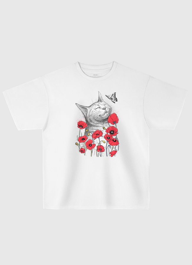 Cat in poppies - Oversized T-Shirt