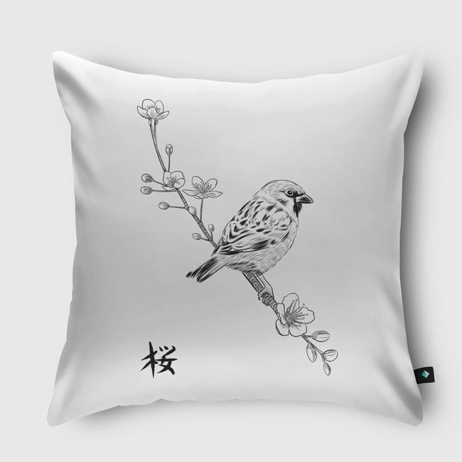 Sparrow Kanji - Throw Pillow