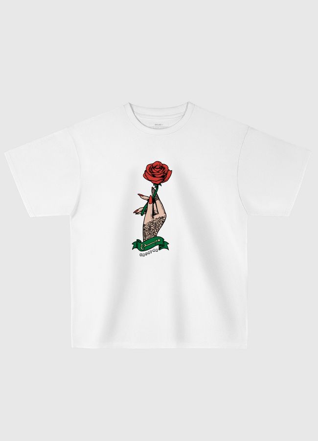 Calligraphy & Roses - Oversized T-Shirt