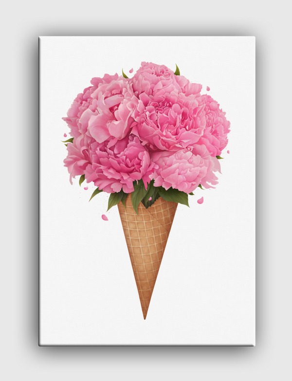 Ice cream with peonies Canvas