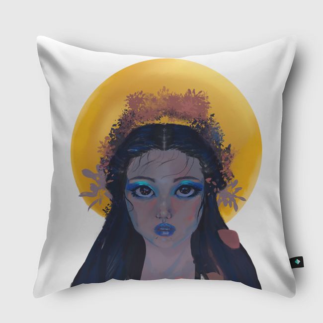 Golden sun girl kimono - Throw Pillow