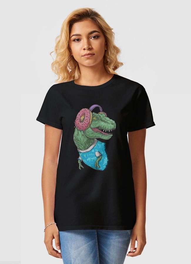 T-rex with headphones - Women Basic T-Shirt