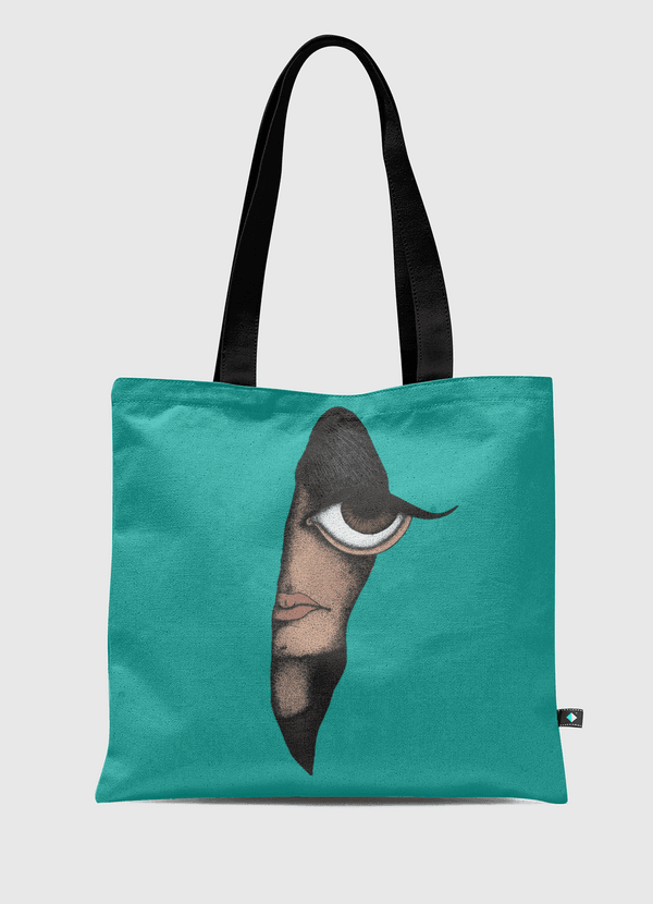 the girl with the blue backgound Tote Bag