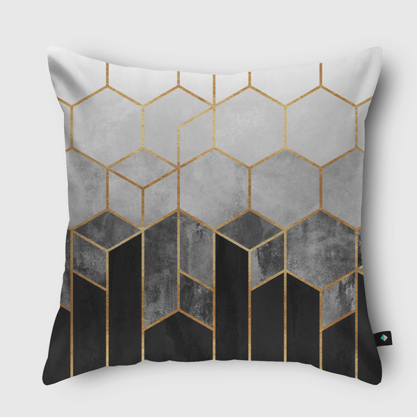 Charcoal Hexagons  Throw Pillow