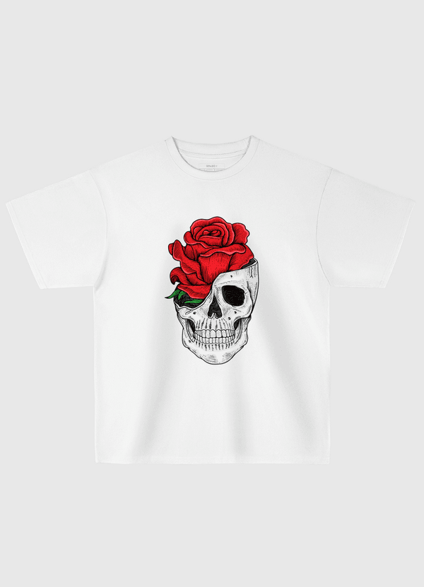 Floral Skull Design Oversized T-Shirt